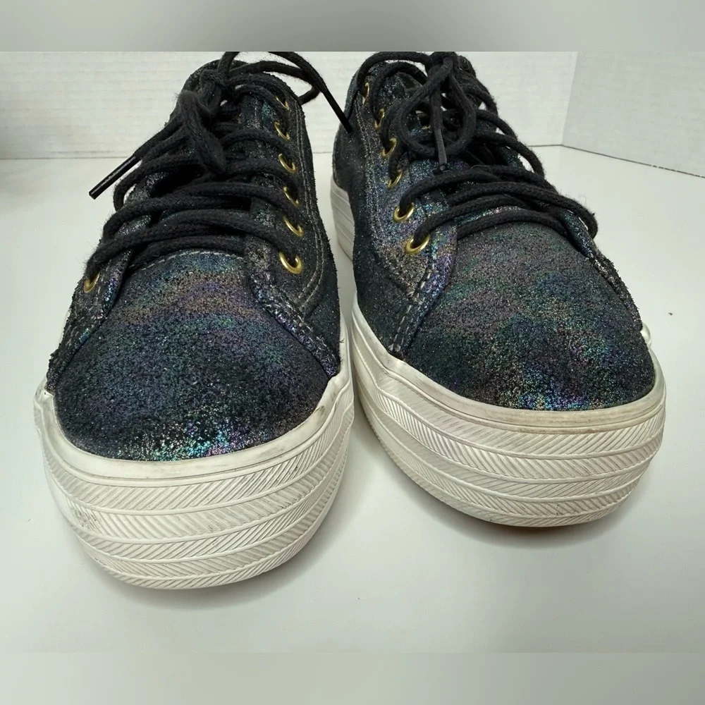 Keds Triple Kick Platform Sneakers Iridescent Black Size 7 Whimsy Metallic Boho
